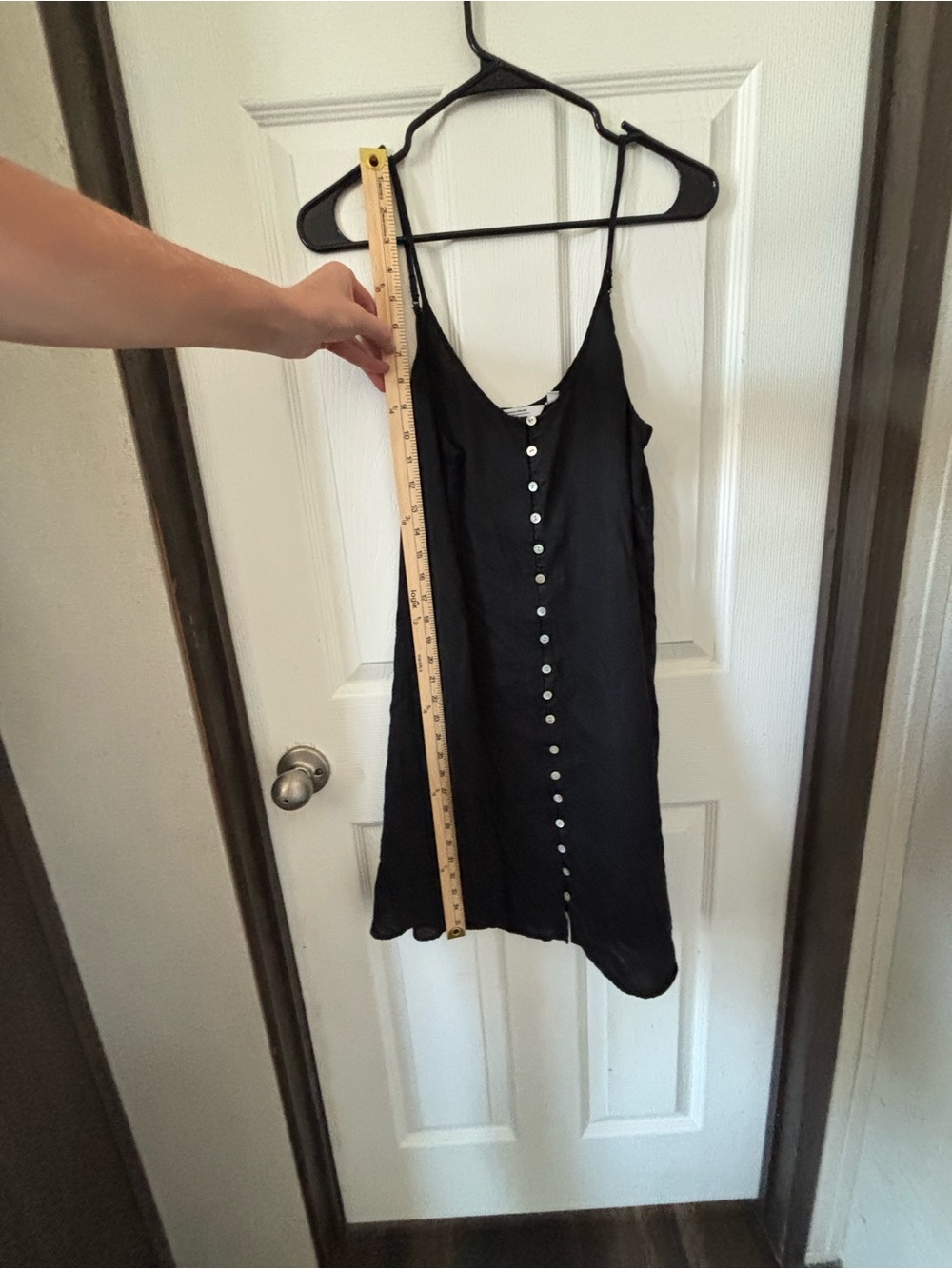 Women's Black Button-Front Spaghetti Strap Mini Dress - Picture 5 of 6